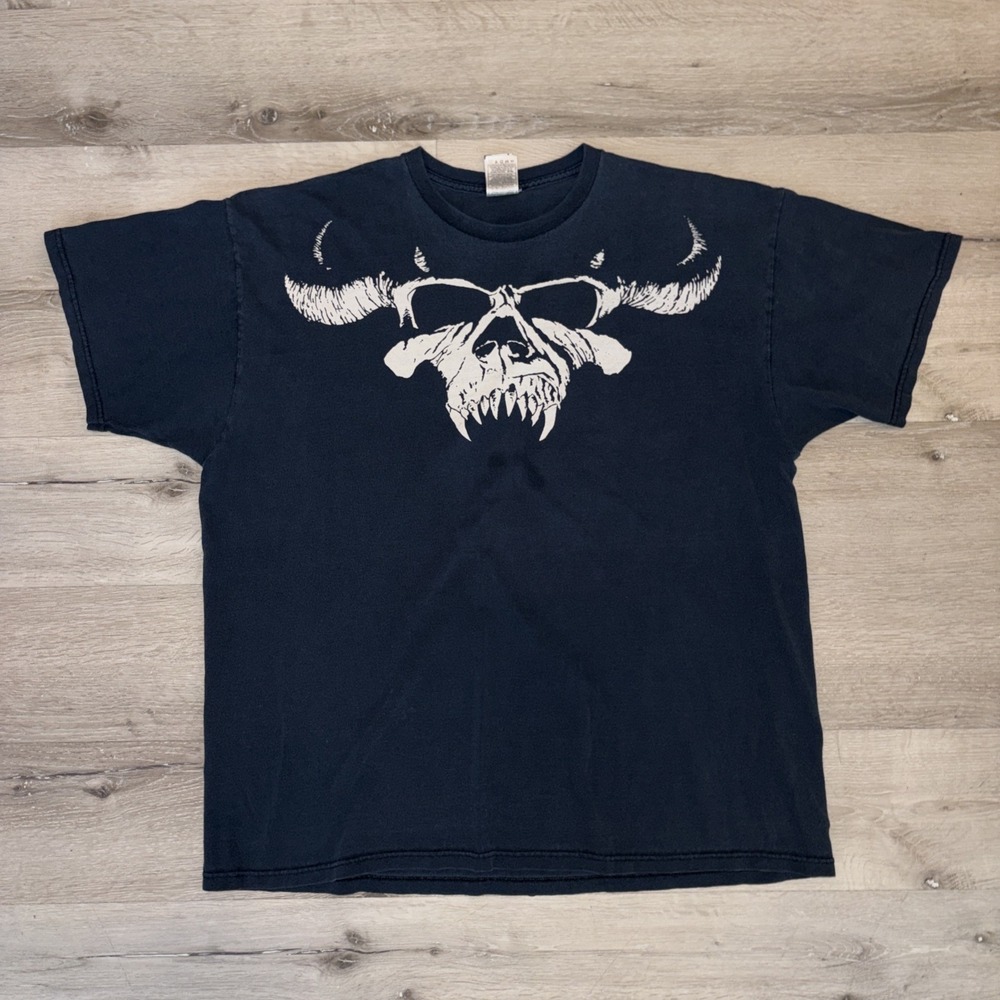Vintage Y2K Danzig‎ Skull T Shirt Wrap Around Rock Band Music Men 2XL Black 2005